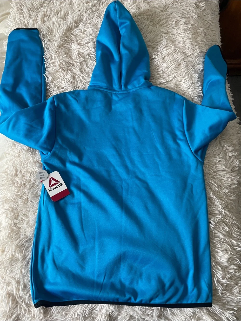 Reebok Turquoise Blue Performance Hoodie with Logo